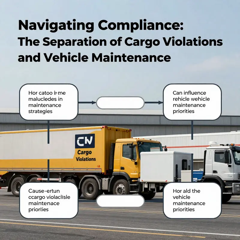 A clear contrast between vehicle maintenance tasks and cargo violation examples.