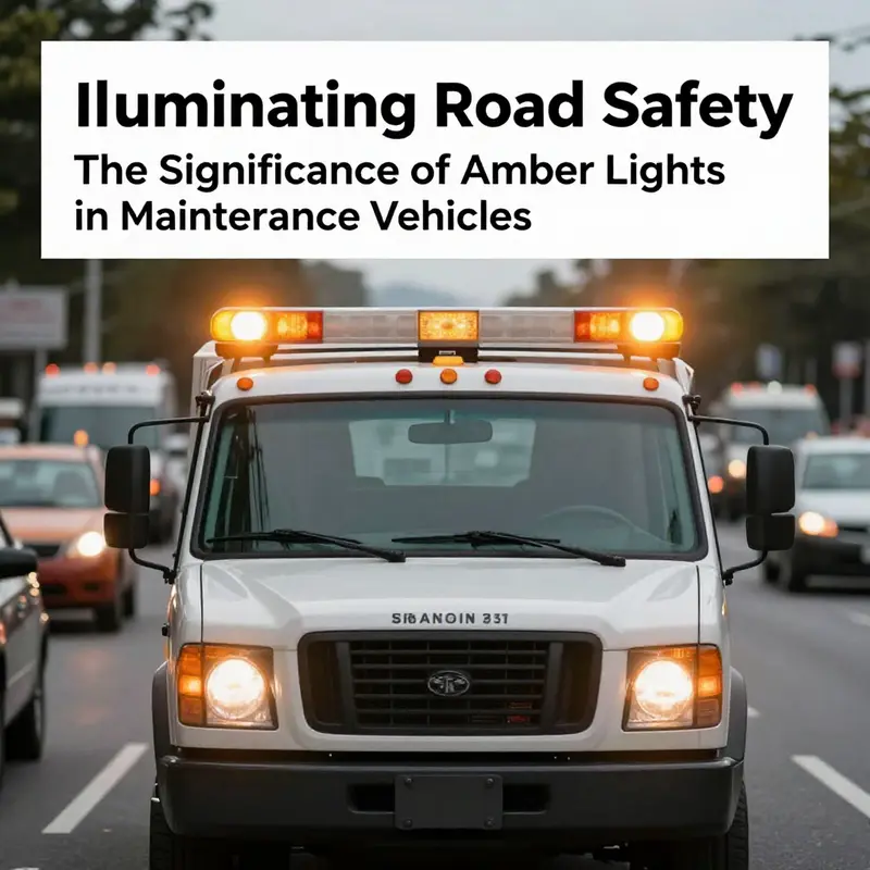 Amber lights prominently displayed on a maintenance vehicle, highlighting their role in road safety.