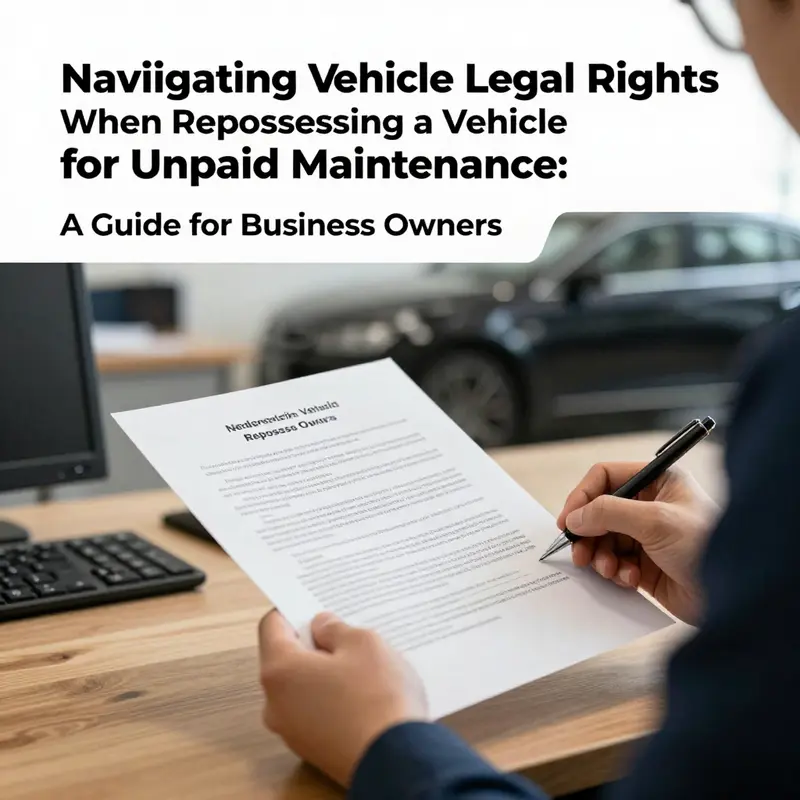 A business owner evaluating legal documents for vehicle repossession.