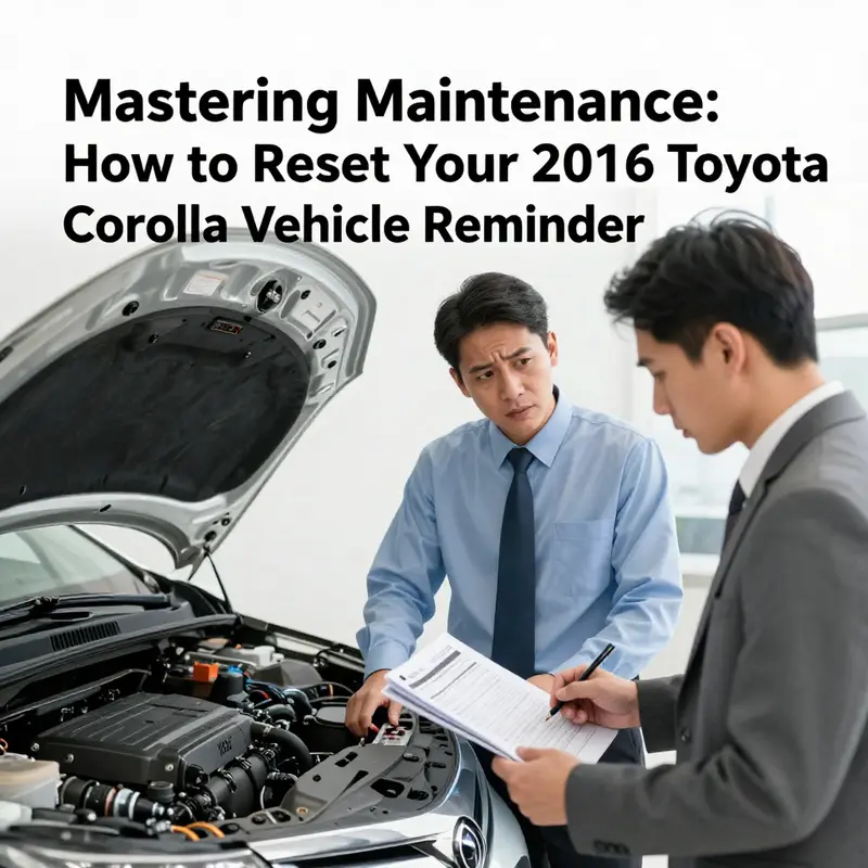 Basic steps to reset vehicle maintenance reminder on a Toyota Corolla 2016.