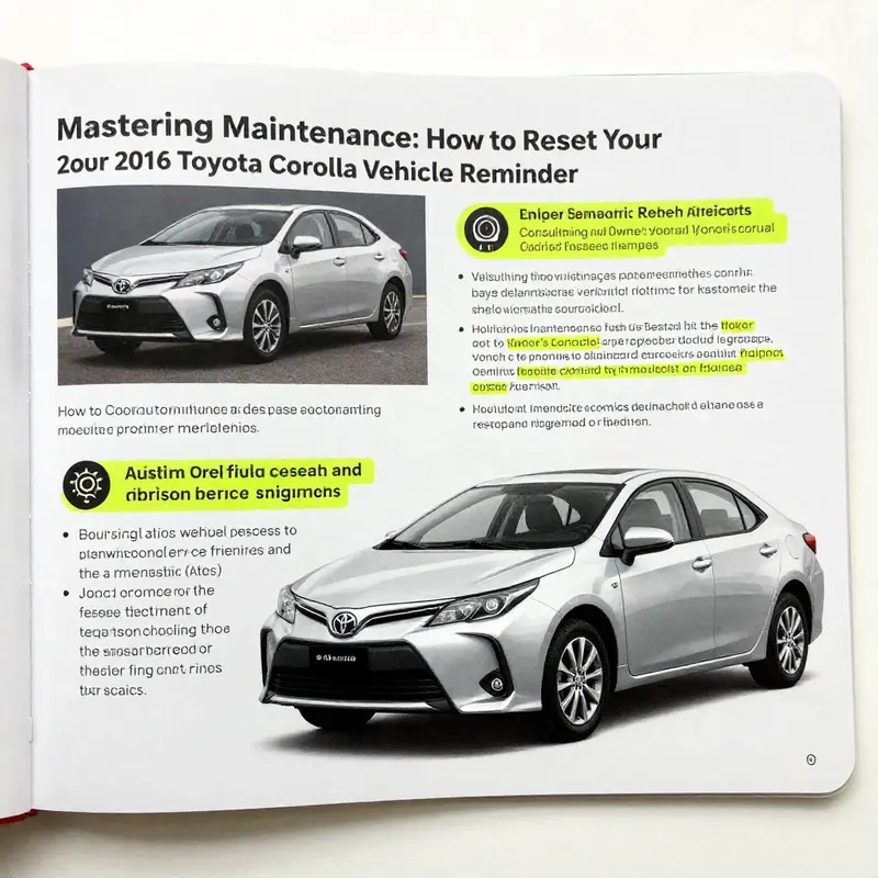 Basic steps to reset vehicle maintenance reminder on a Toyota Corolla 2016.