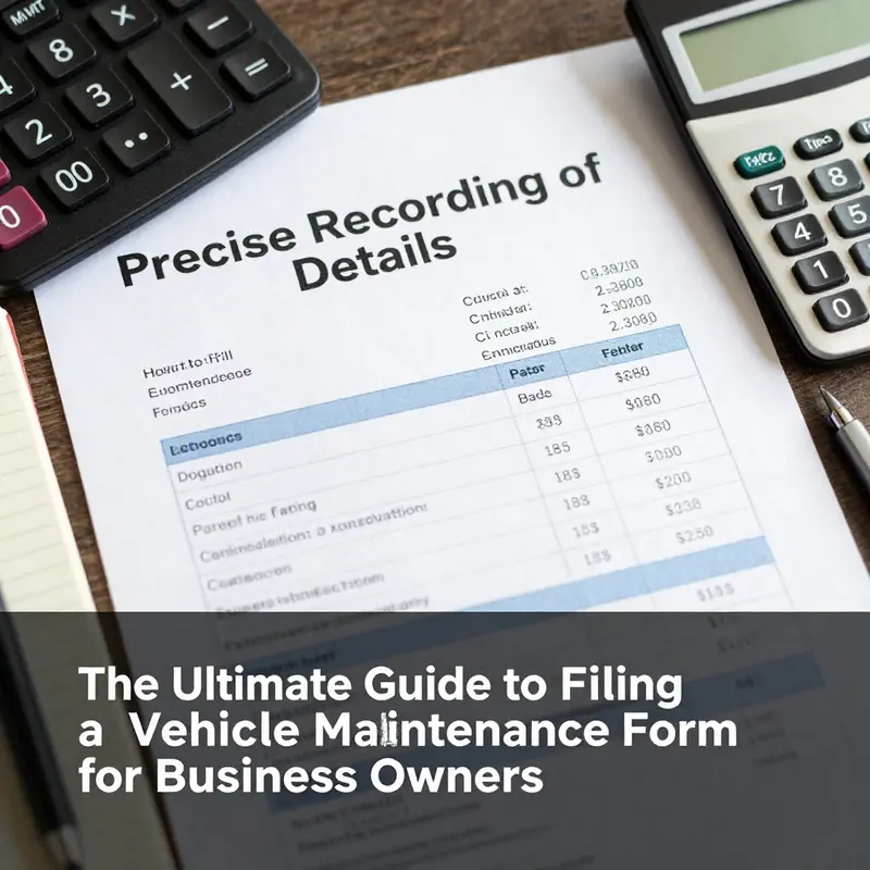 An example of a completed vehicle maintenance form showcasing precise vehicle details.