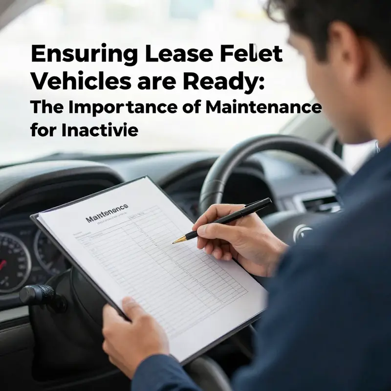 Technicians performing routine checks on inactive lease fleet vehicles.