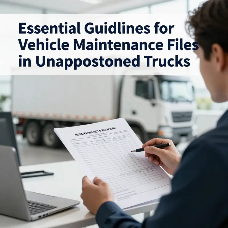 A well-structured maintenance file showcasing essential documents for an unapportioned truck.
