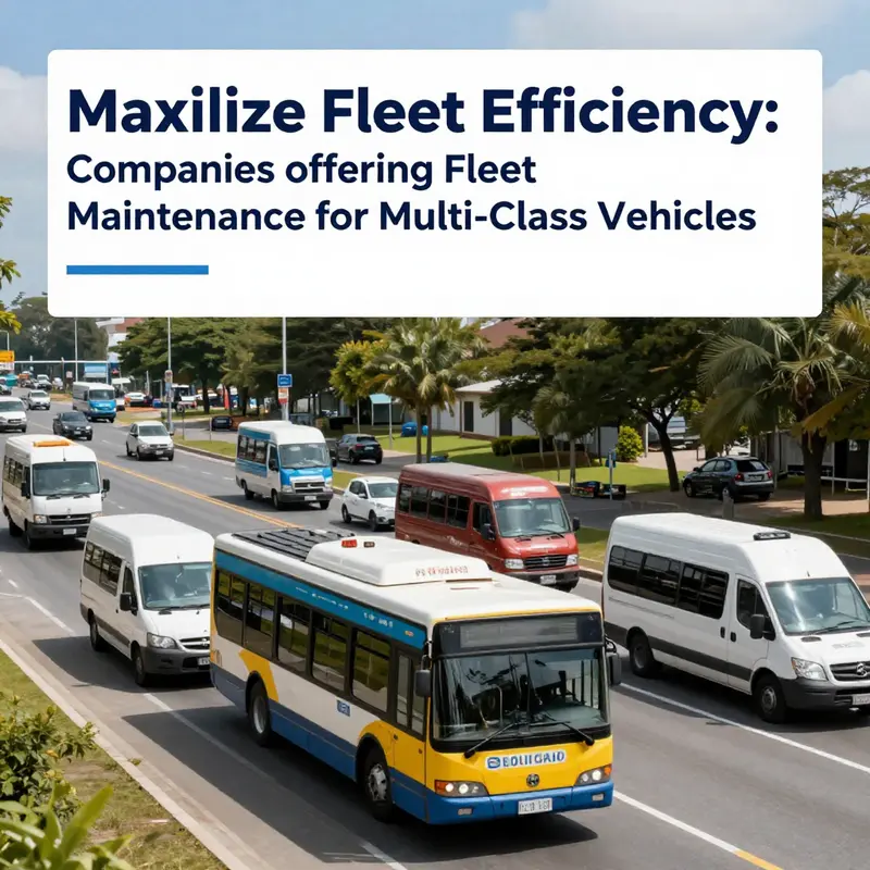 Diverse vehicles undergoing maintenance in a well-equipped service yard, highlighting the various fleet maintenance services available.