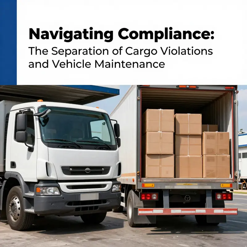 A clear contrast between vehicle maintenance tasks and cargo violation examples.