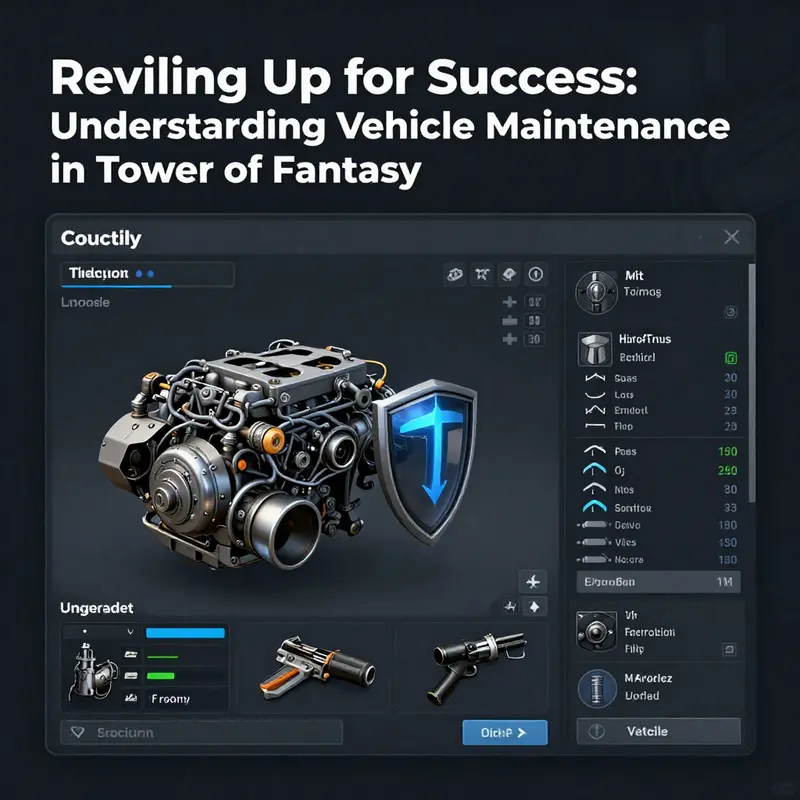 A visual representation of the vehicle parts upgrade interface in Tower of Fantasy.