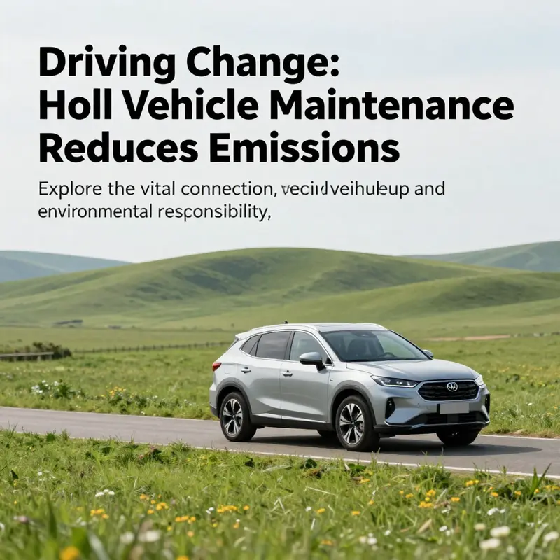 A car driving through a lush green landscape, representing the positive impact of vehicle maintenance on sustainability.