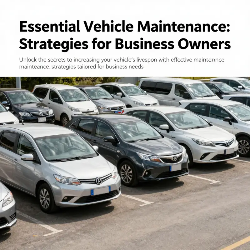 A group of well-maintained vehicles lined up in a parking lot, symbolizing the importance of regular vehicle maintenance.