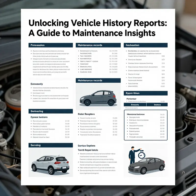 Infographic showing how vehicle history reports detail maintenance records and service histories.