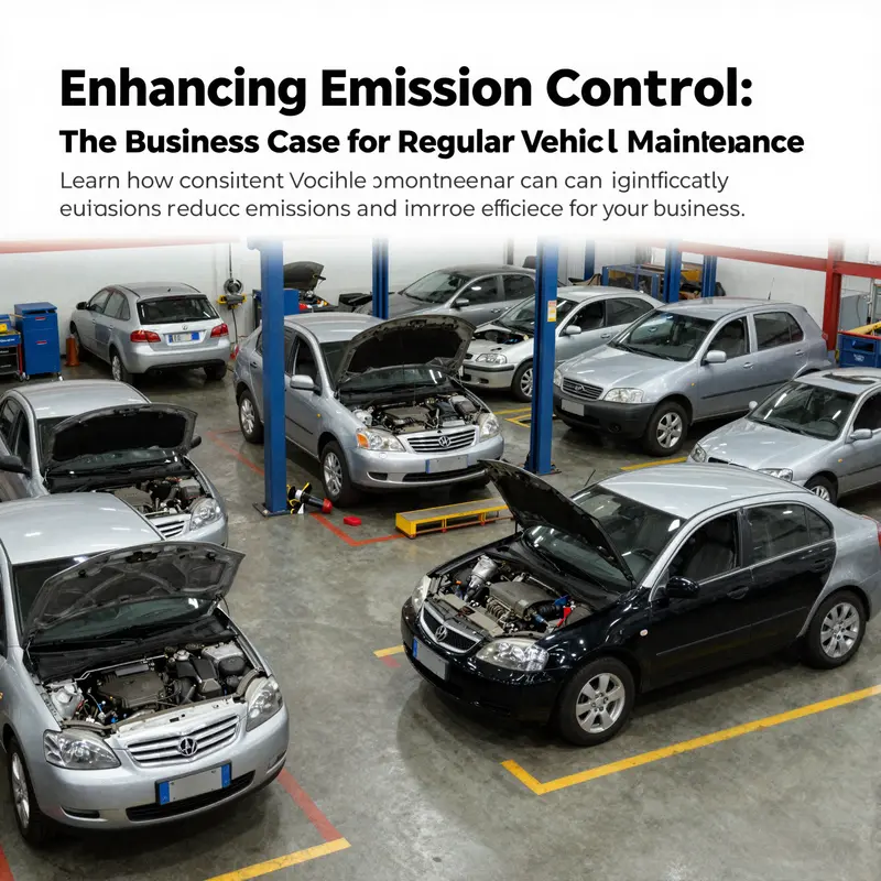 Fleet of vehicles in a workshop being serviced to enhance performance and reduce emissions.