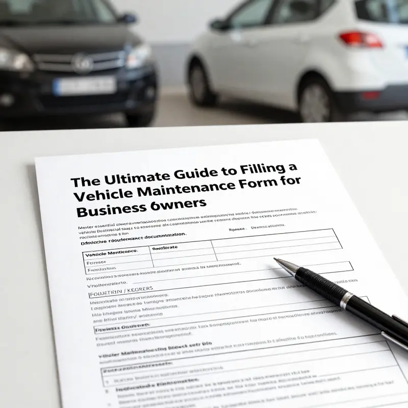A vehicle maintenance form and related documents on a desk, showcasing the importance of thorough record-keeping.