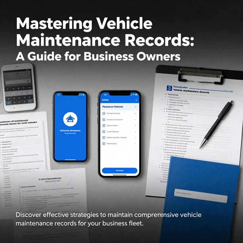 A collage of different vehicle maintenance recording methods, including apps and physical documents.