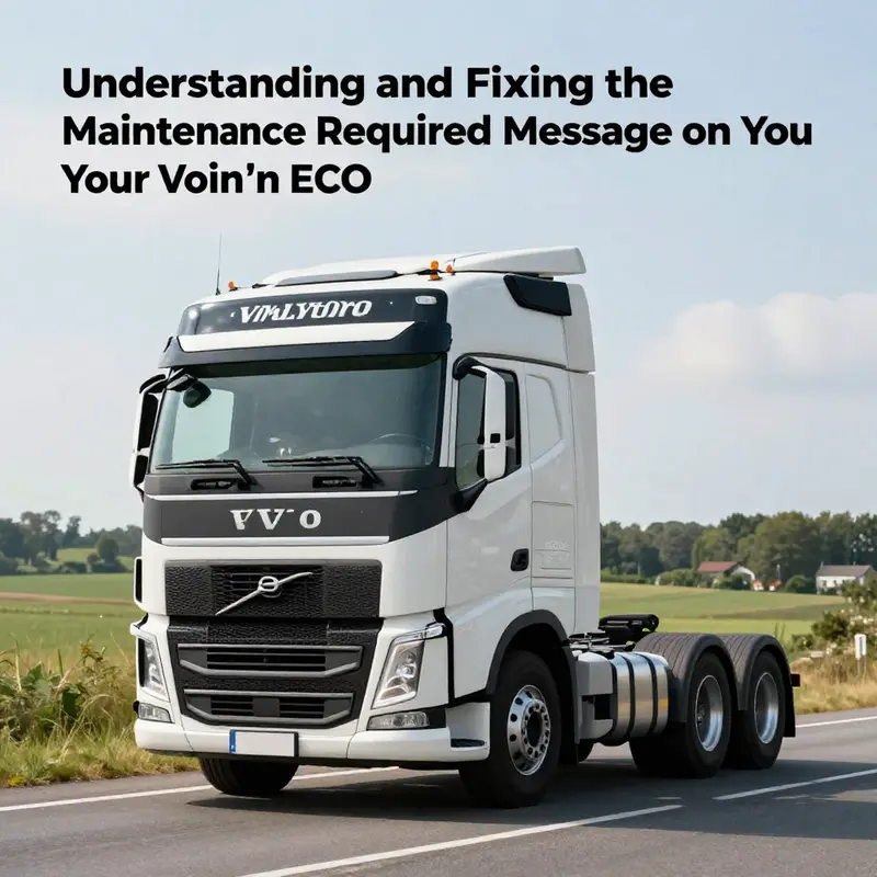 A Volvo Truck driving on a highway surrounded by nature, illustrating the theme of vehicle reliability and care.