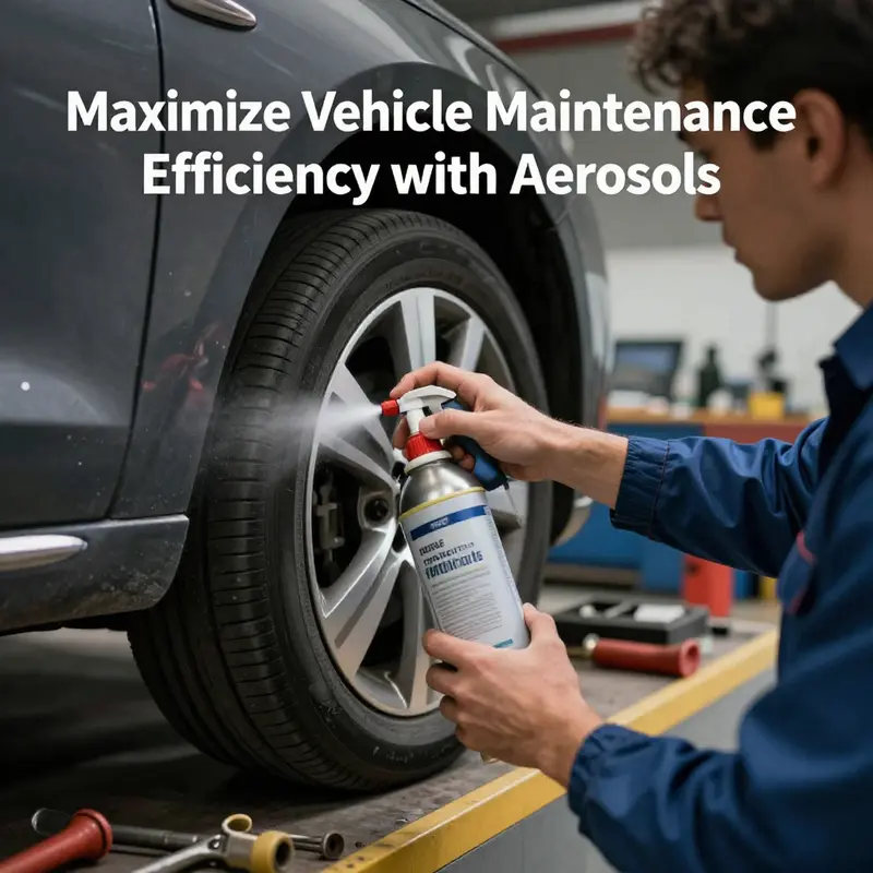 A mechanic efficiently using aerosol brake cleaner on brake components in a workshop environment.