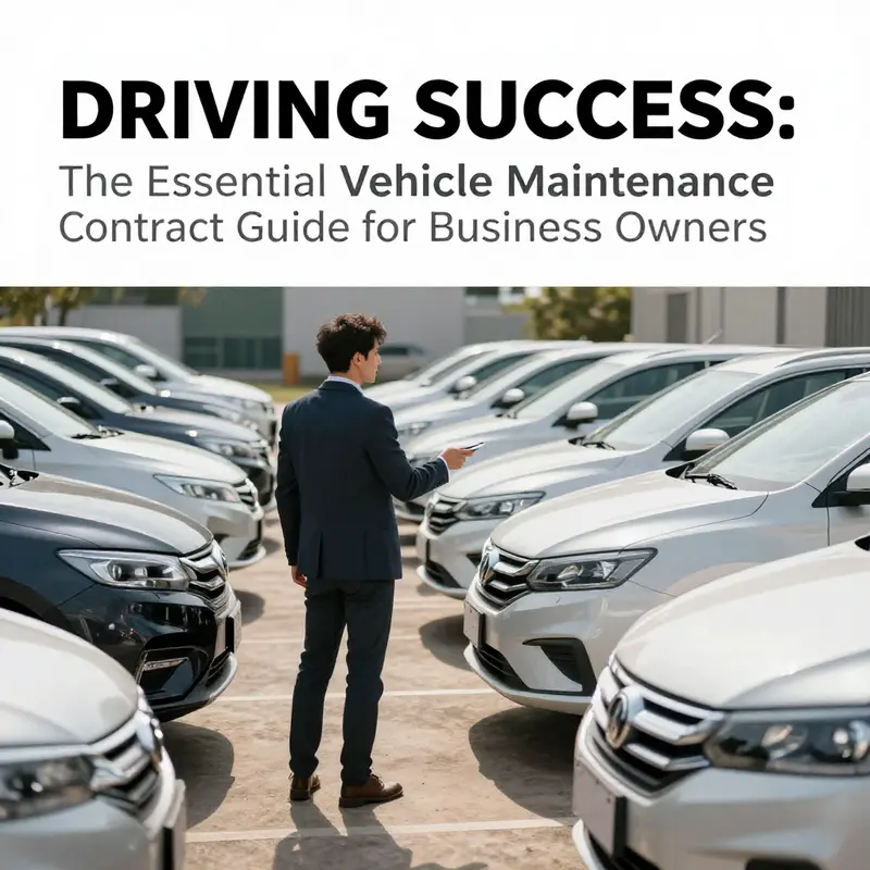 A business owner confidently evaluating their fleet, empowered by a comprehensive vehicle maintenance contract.