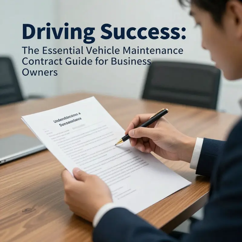 A business owner confidently evaluating their fleet, empowered by a comprehensive vehicle maintenance contract.