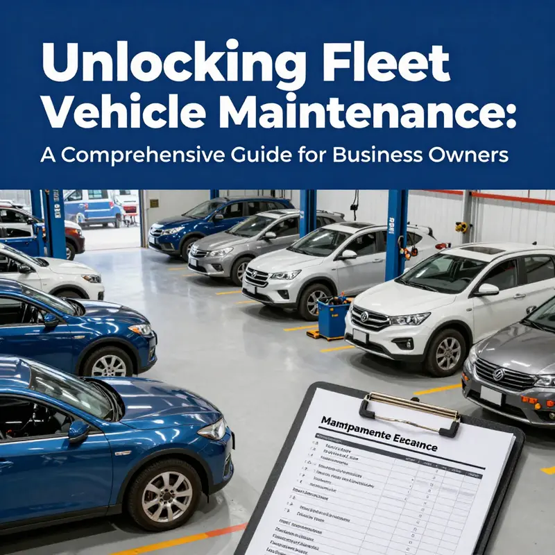 A well-organized fleet maintenance area displaying vehicles, tools, and maintenance schedules.