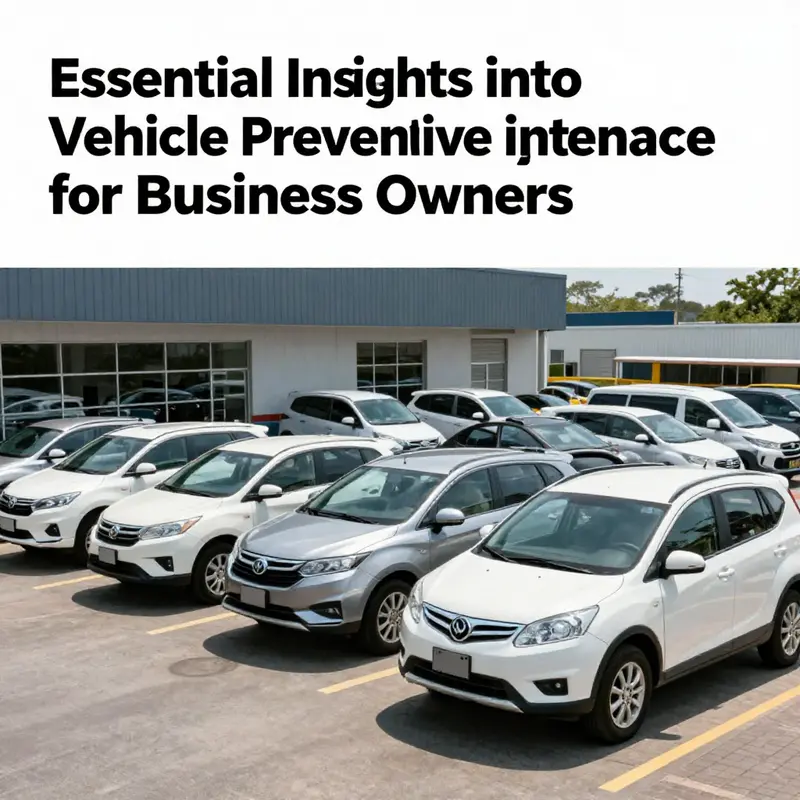 A fleet of clean and well-maintained vehicles parked outside a business location, emphasizing the importance of preventive maintenance.