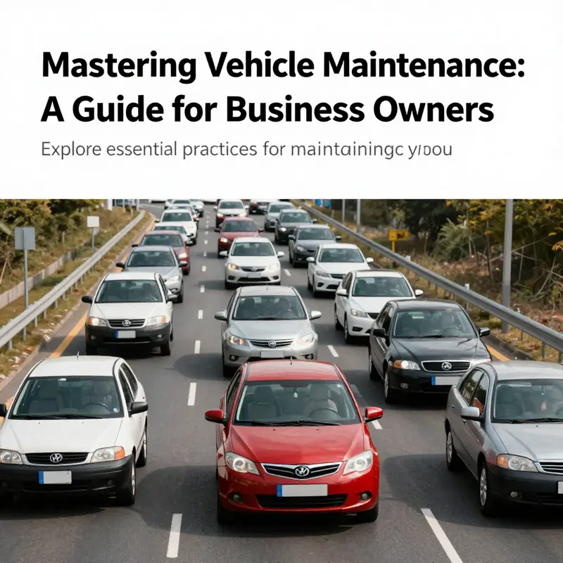 A fleet of diverse vehicles driving on a road, representing the significance of vehicle maintenance in business operations.