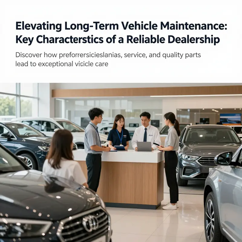 Image depicting a vibrant dealership atmosphere with staff and customers engaging in vehicle maintenance discussions.