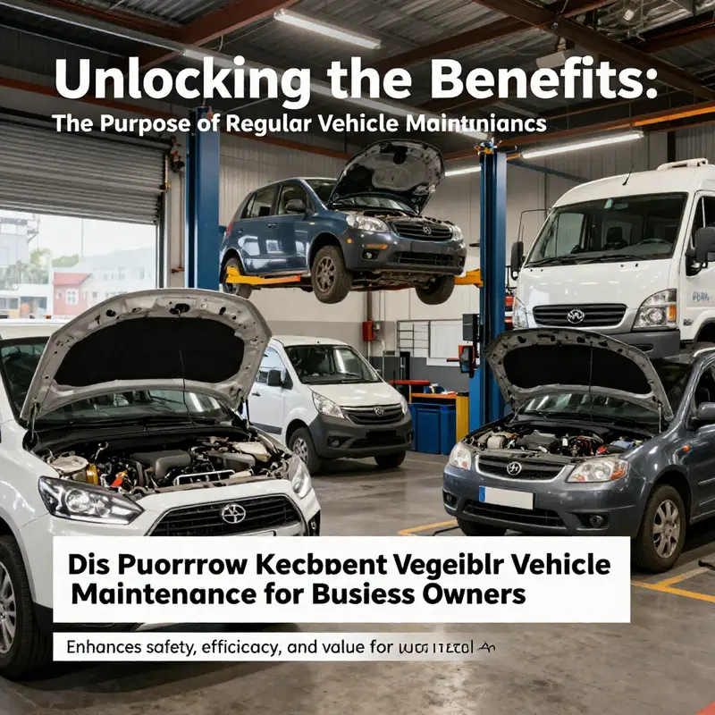A vibrant scene in a vehicle repair shop, showcasing various vehicles undergoing maintenance.