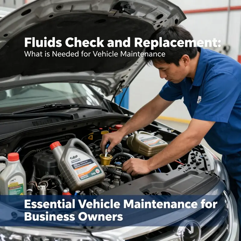 A mechanic performs essential fluid checks to ensure the vehicle operates efficiently.