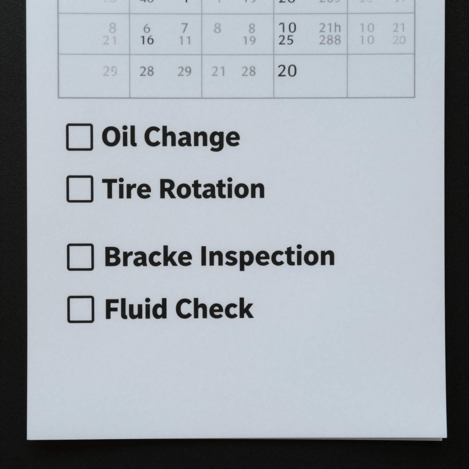 Vehicle Maintenance Checklist