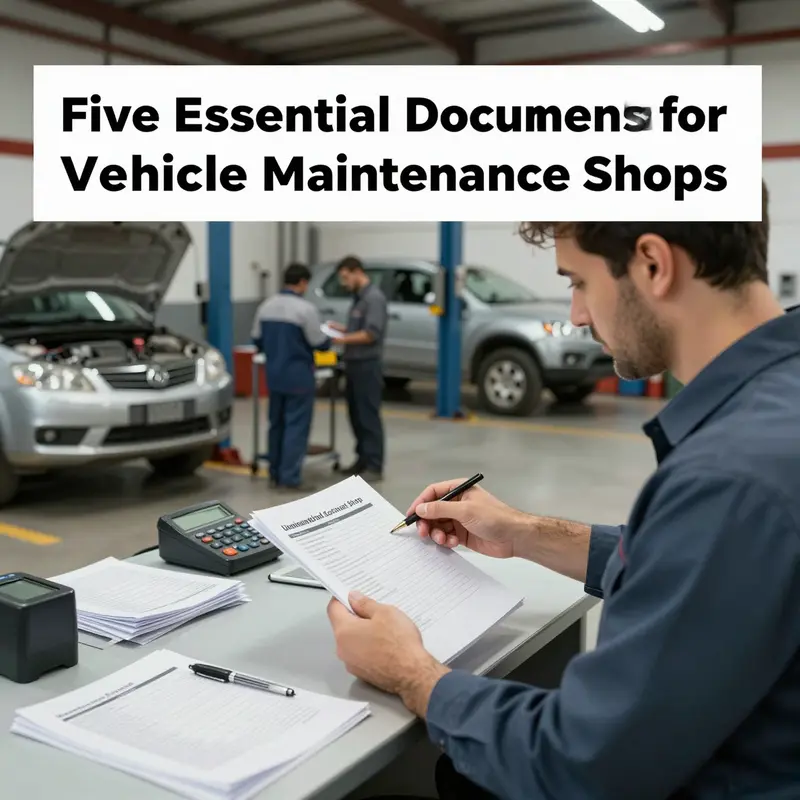 A vehicle maintenance manager assessing essential documents critical for smooth operations.