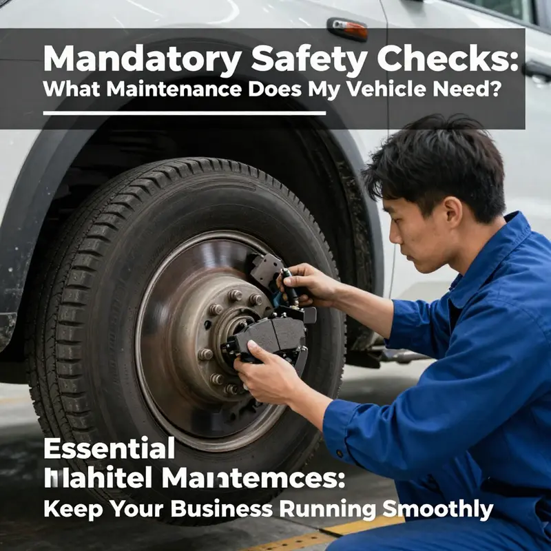 Technician performing essential safety checks on a commercial vehicle.