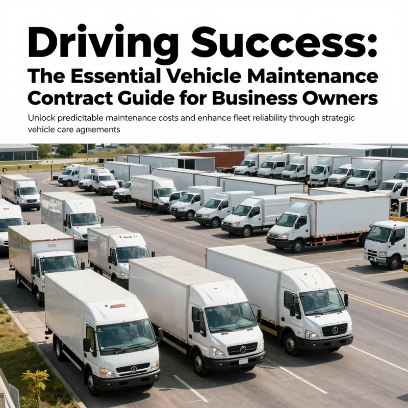 A busy parking lot filled with various commercial fleet vehicles, illustrating successful vehicle management through maintenance contracts.