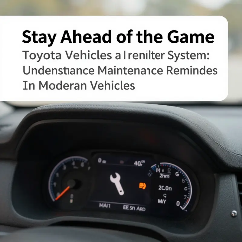 Toyota dashboard featuring a lit maintenance reminder icon, emphasizing the importance of timely vehicle service.