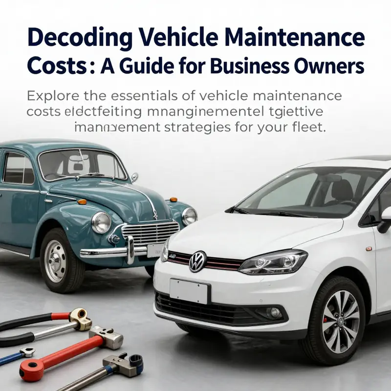 A mix of traditional and electric vehicles alongside automotive maintenance tools, reflecting the article's theme on maintenance costs.