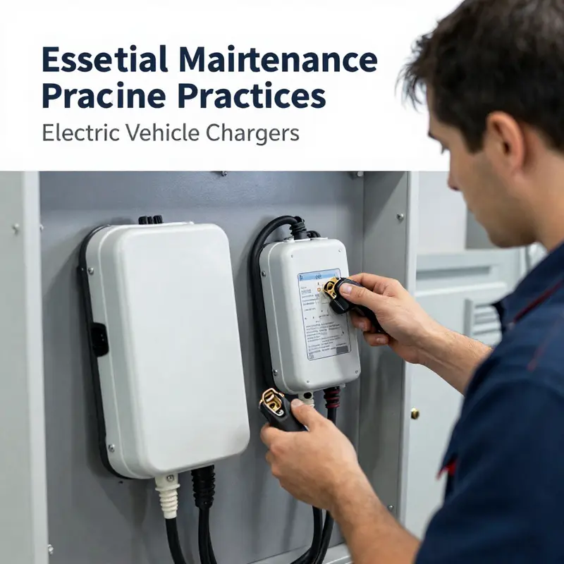 A technician regularly maintains an electric vehicle charger by cleaning its cooling fins to prevent overheating issues.