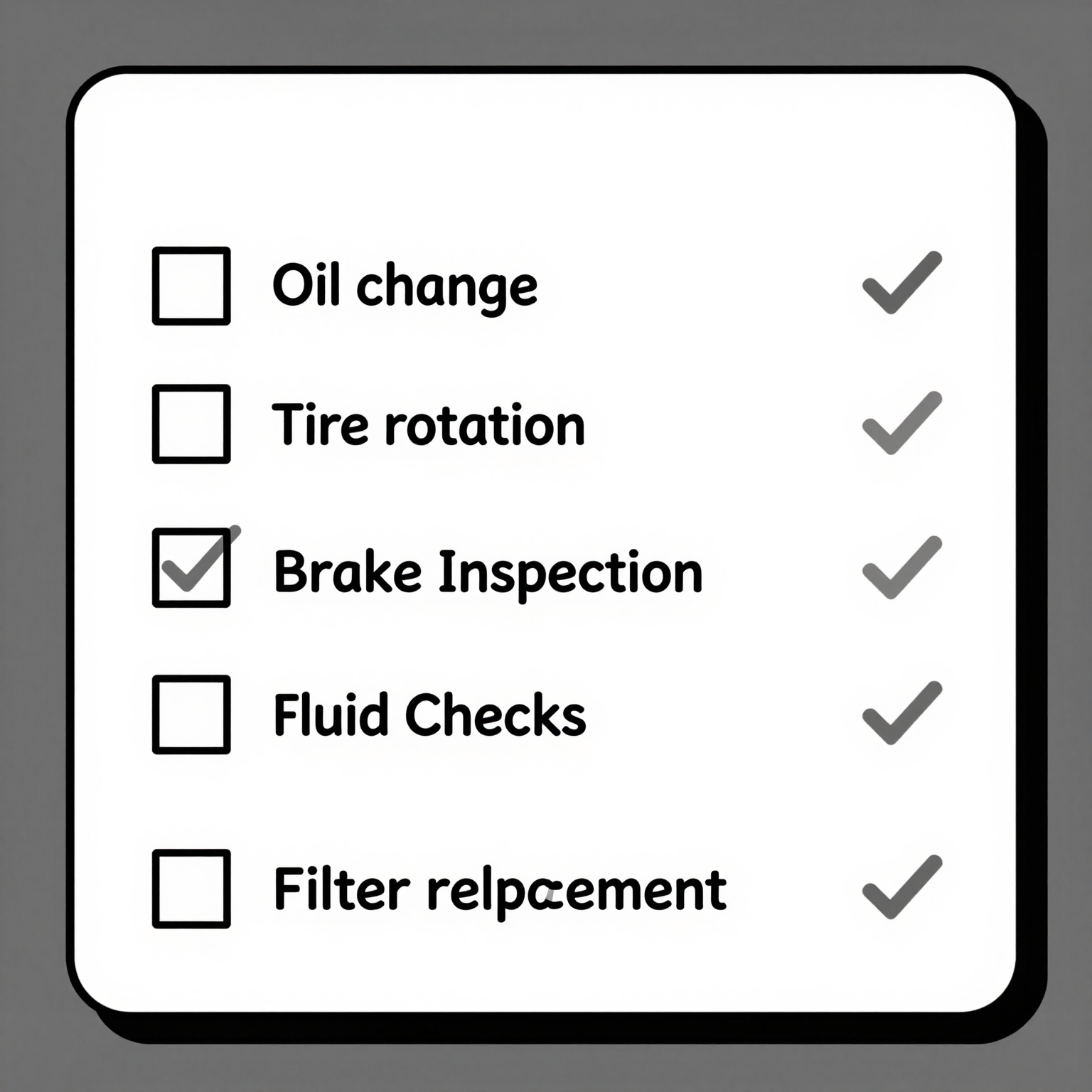Vehicle maintenance checklist