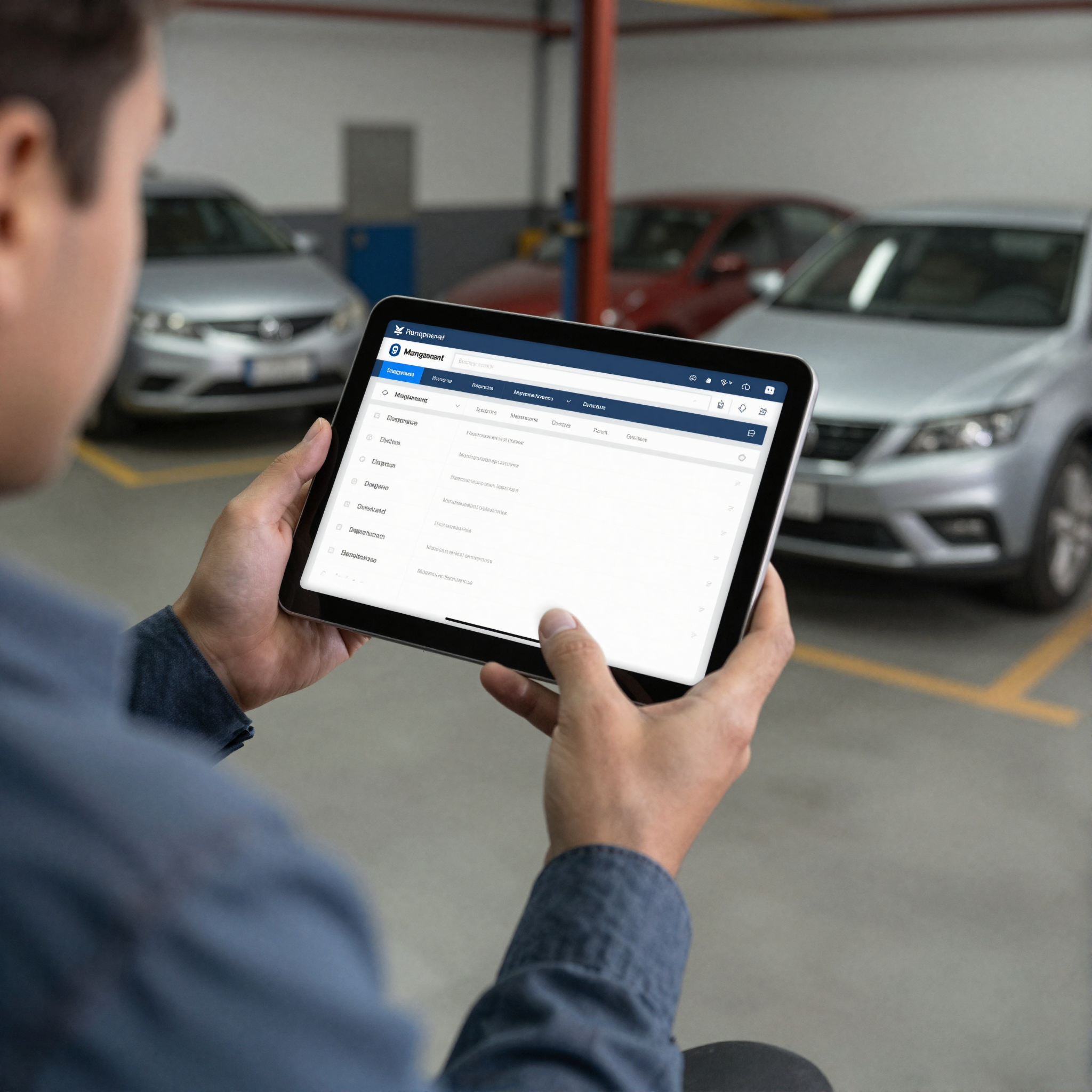 Business owner accessing vehicle maintenance records
