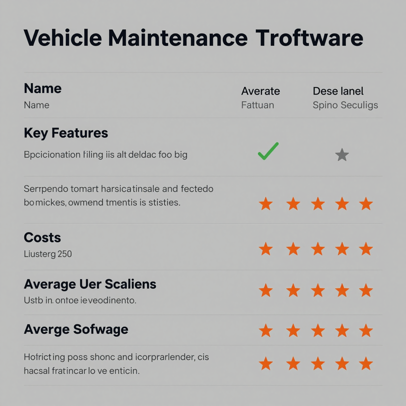 Table comparing vehicle maintenance tracking software