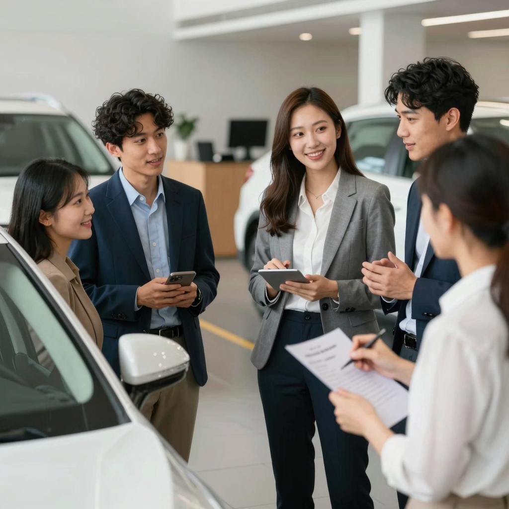 Business owners discussing leasing vehicles and maintenance responsibilities
