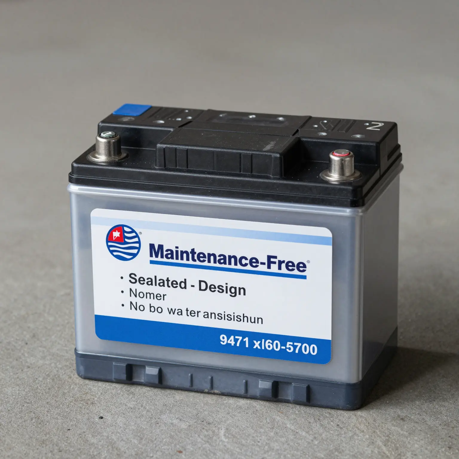 A maintenance-free battery highlighting its key features